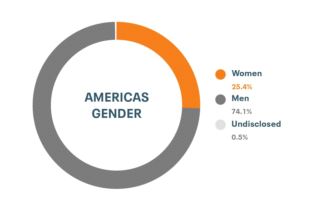 Cloudera美国性别多样性和包容性数据:女性25.4%，男性74.1%，未披露0.5%